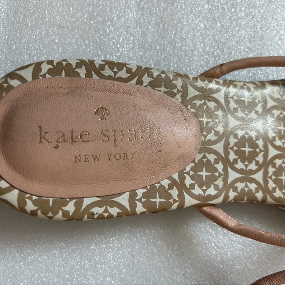 Kate Spade Mystic Bow Leather Pink Gold Patterned Flip Flop Sandals 8.5 - Picture 3 of 9